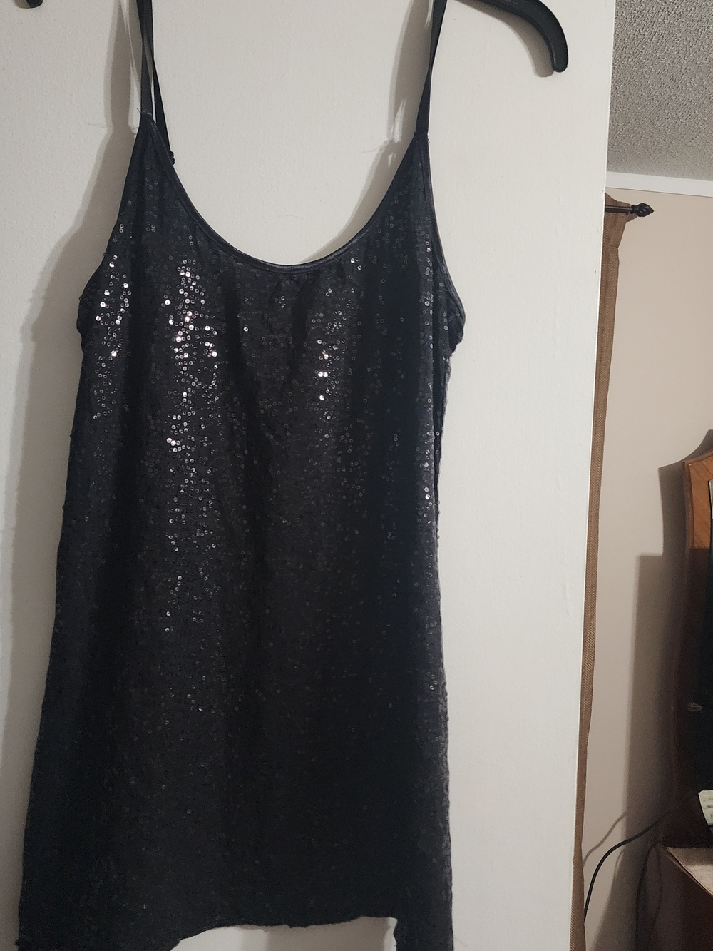 Black Sequin Slip Dress - Unbranded